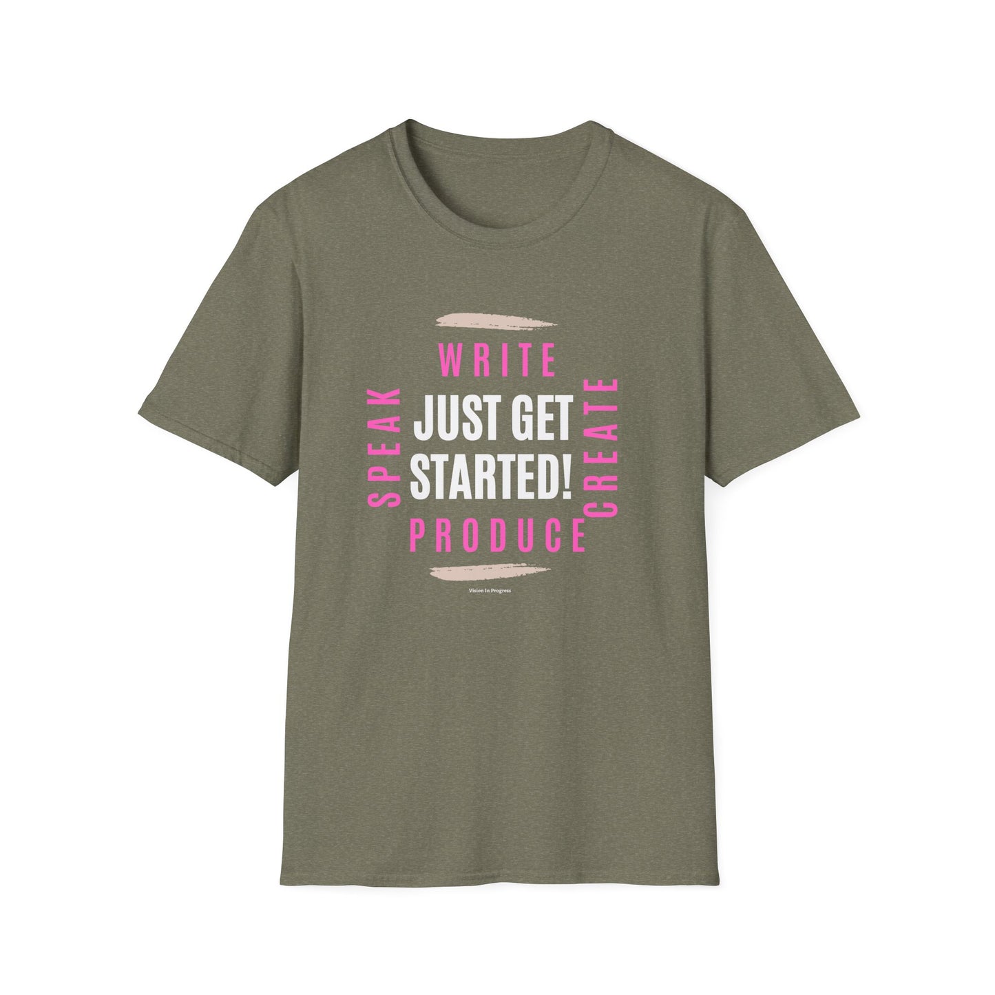 Motivational Unisex Softstyle T-Shirt - 'Just Get Started!' Inspiring Graphic Tee