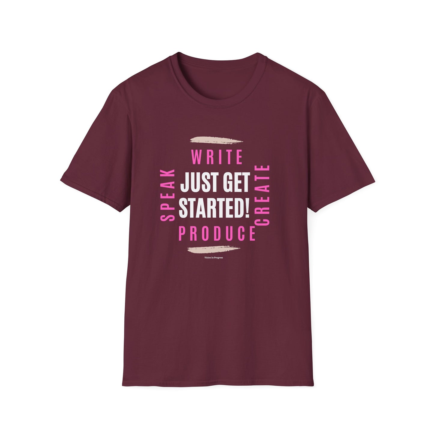 Motivational Unisex Softstyle T-Shirt - 'Just Get Started!' Inspiring Graphic Tee