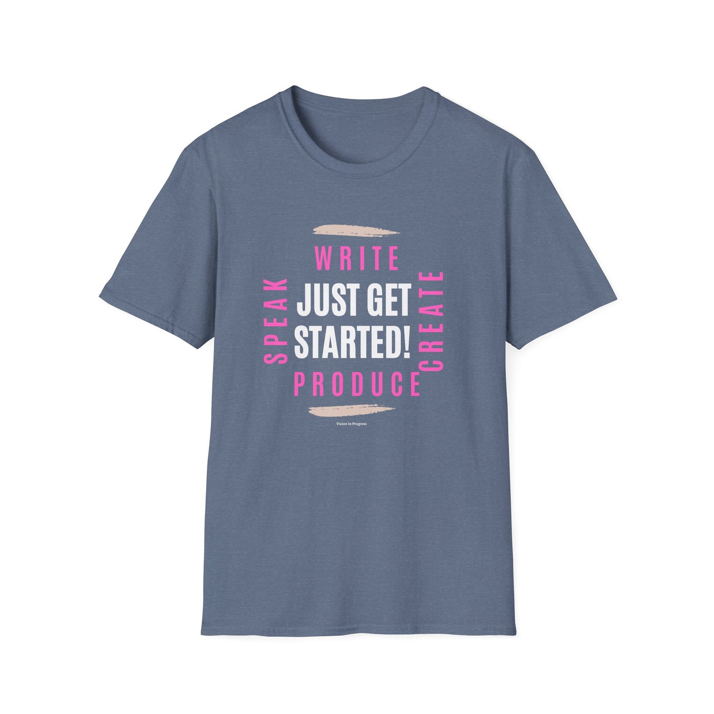 Motivational Unisex Softstyle T-Shirt - 'Just Get Started!' Inspiring Graphic Tee