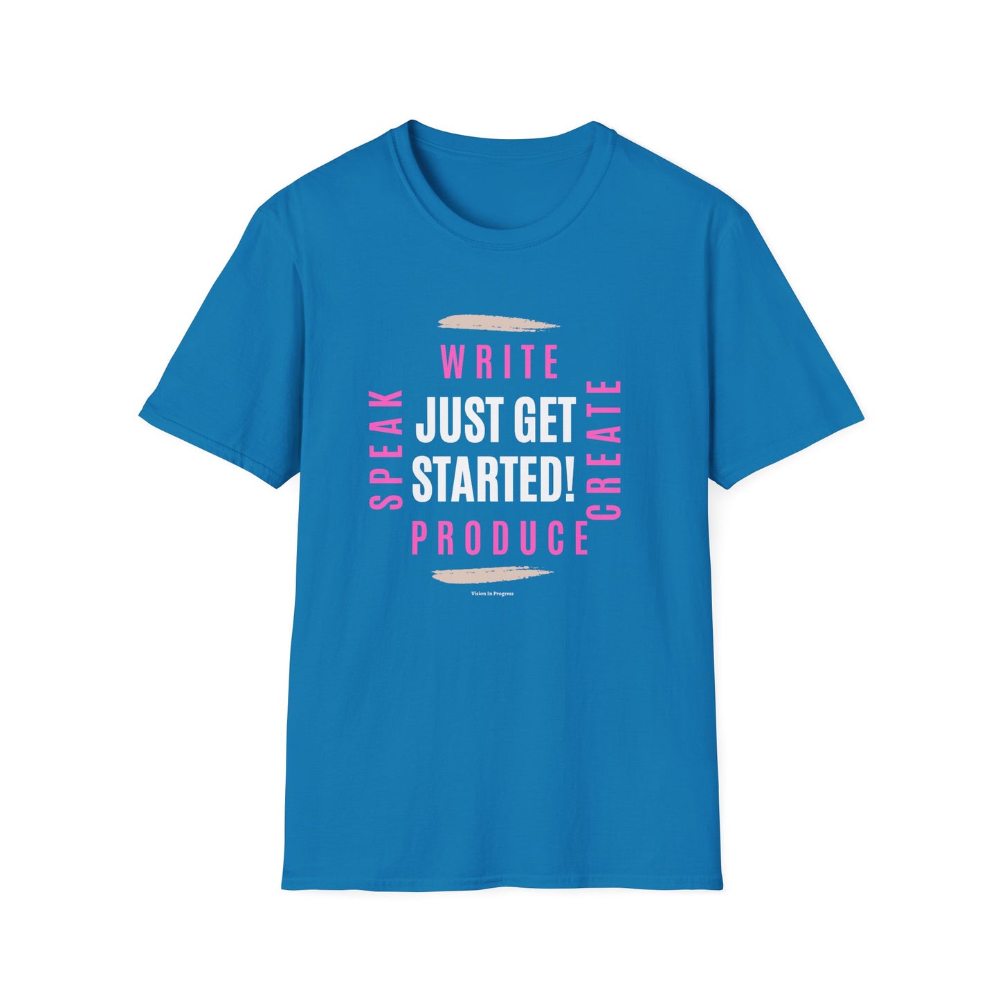 Motivational Unisex Softstyle T-Shirt - 'Just Get Started!' Inspiring Graphic Tee