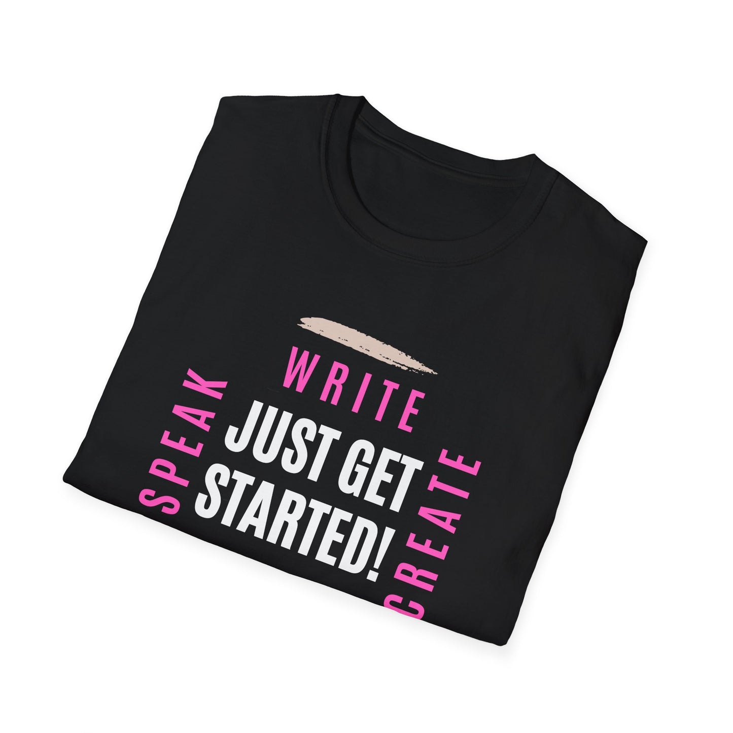 Motivational Unisex Softstyle T-Shirt - 'Just Get Started!' Inspiring Graphic Tee
