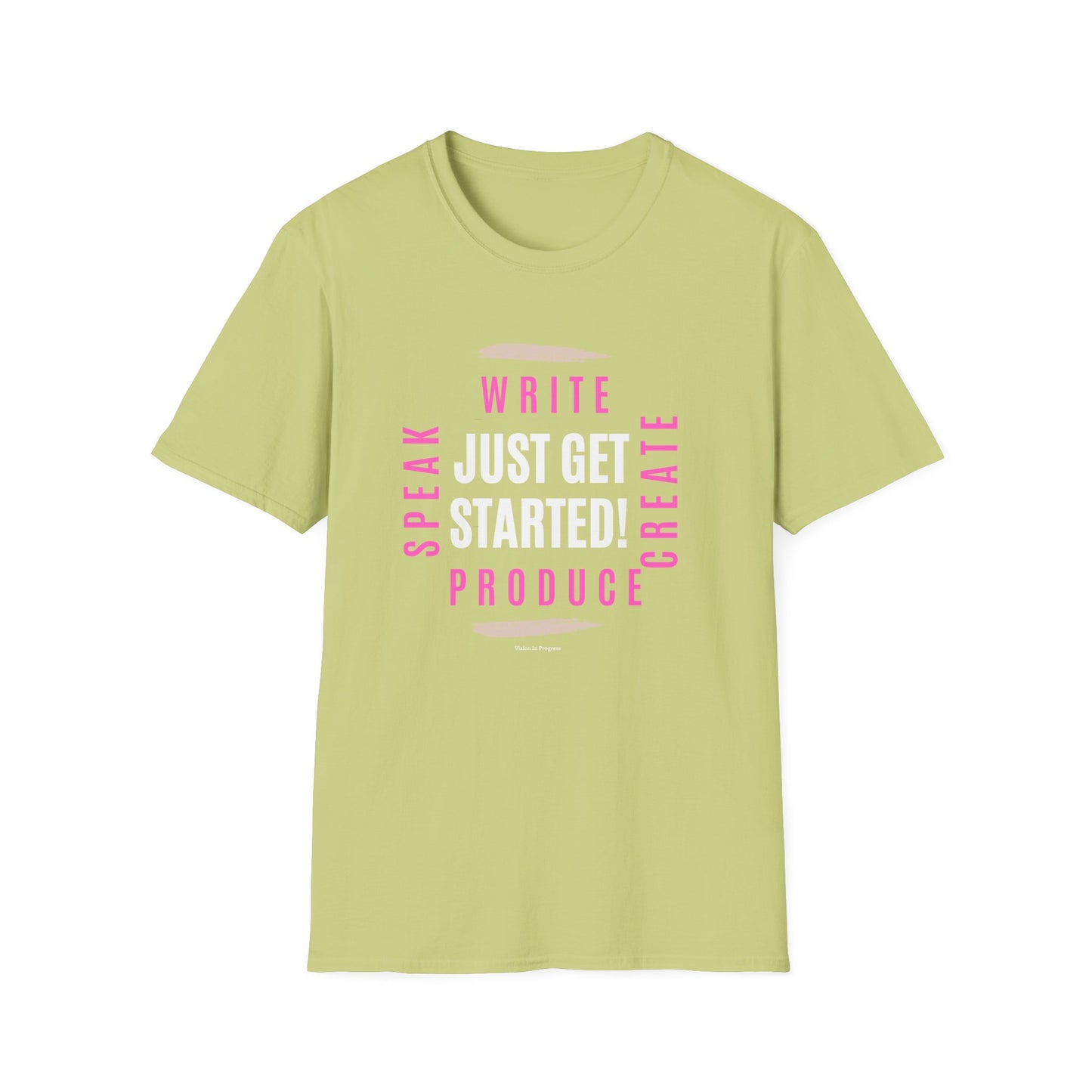 Motivational Unisex Softstyle T-Shirt - 'Just Get Started!' Inspiring Graphic Tee