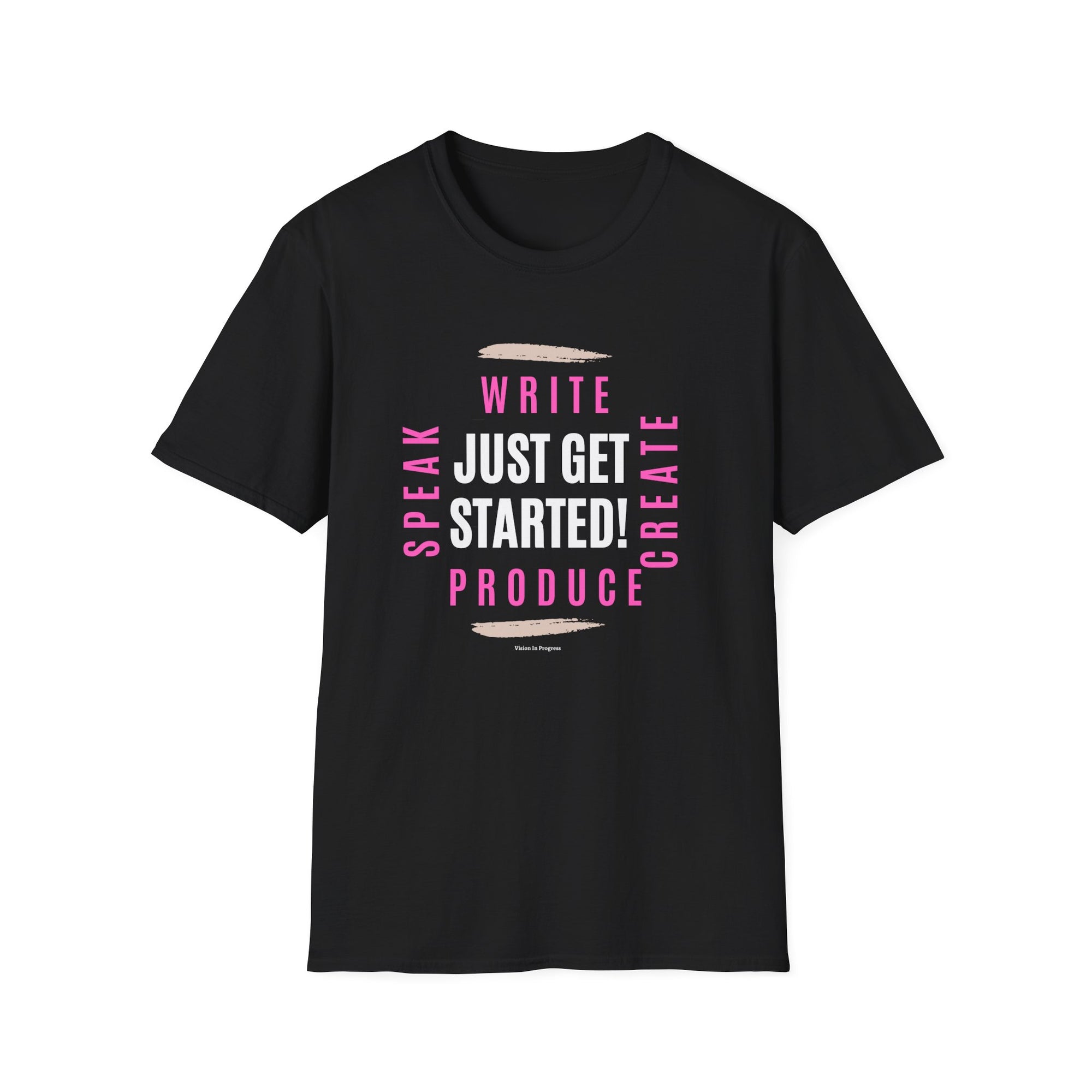 Motivational Unisex Softstyle T-Shirt - 'Just Get Started!' Inspiring Graphic Tee