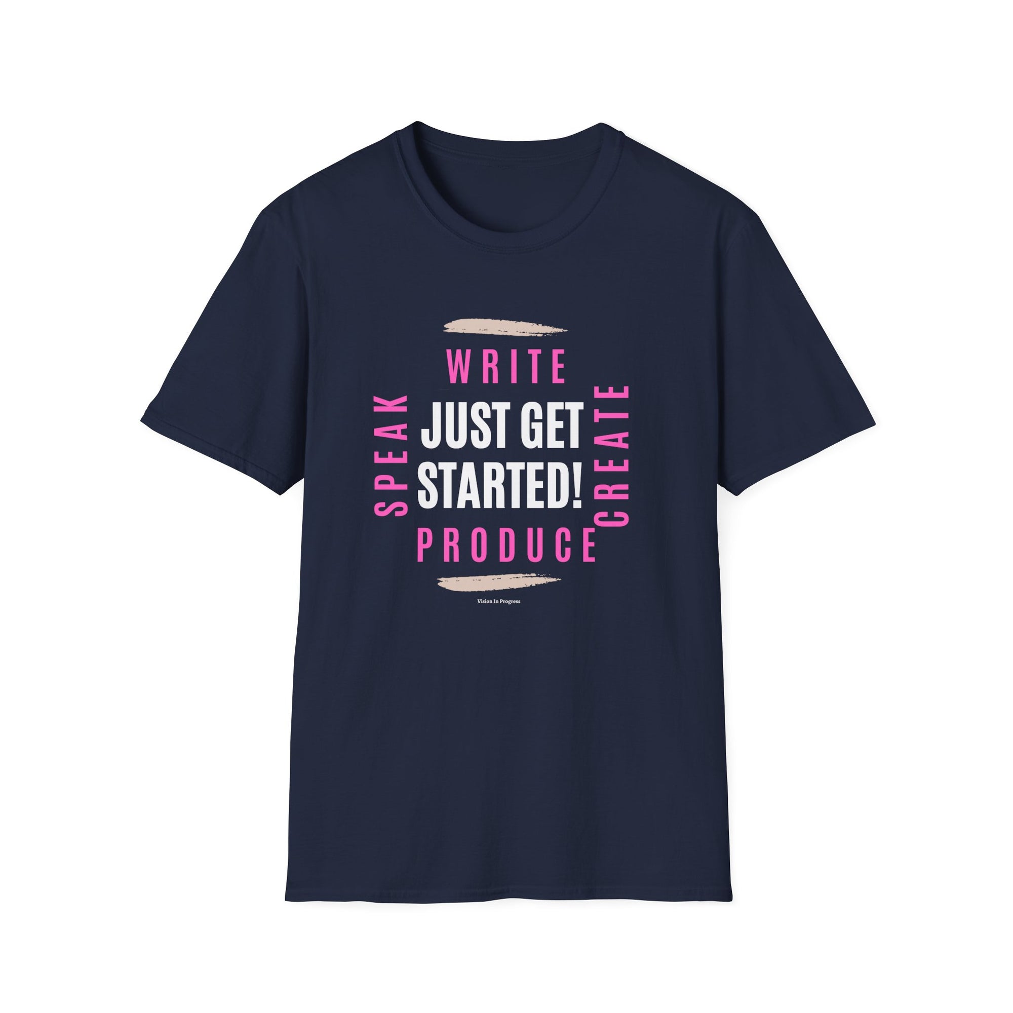 Motivational Unisex Softstyle T-Shirt - 'Just Get Started!' Inspiring Graphic Tee