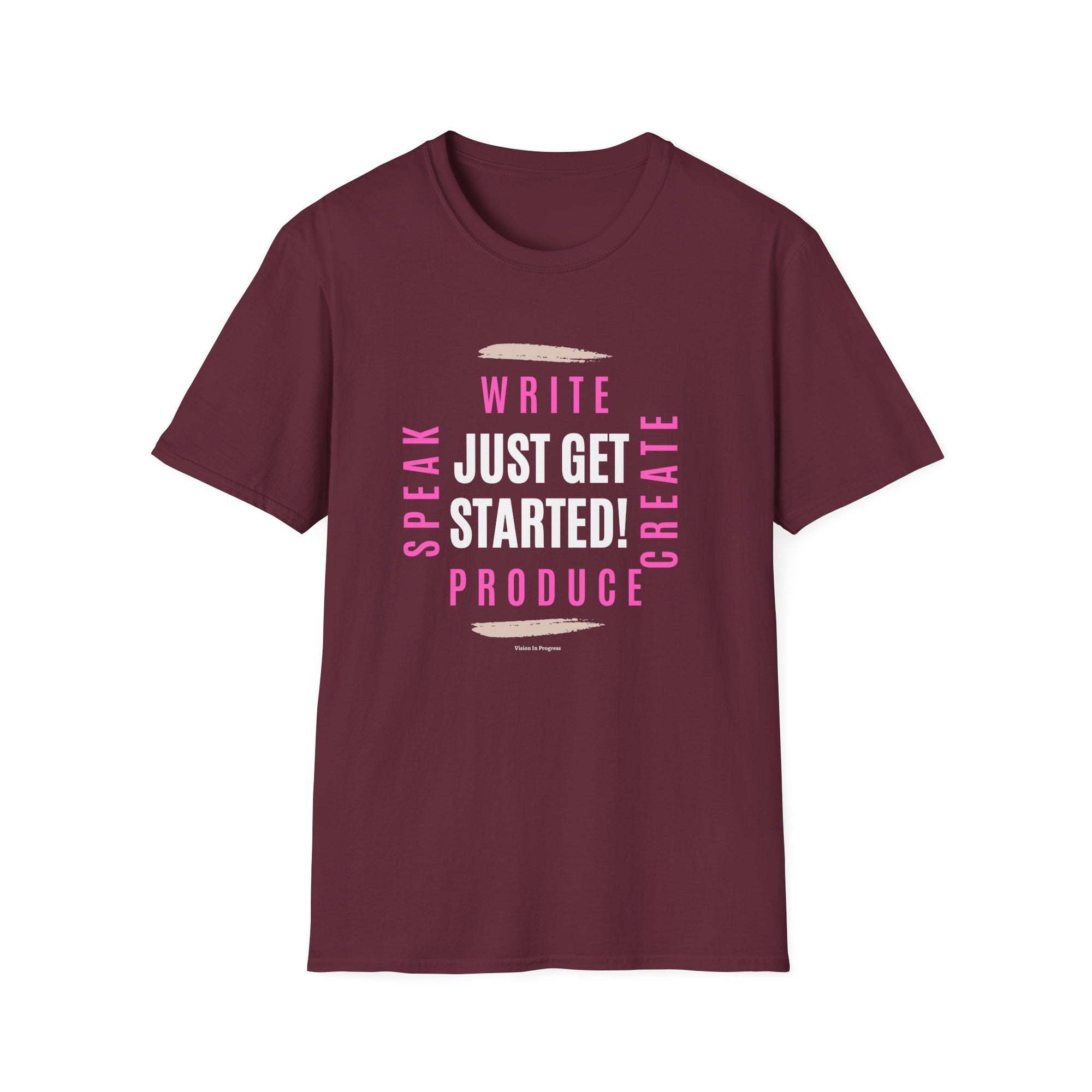 Motivational Unisex Softstyle T-Shirt - 'Just Get Started!' Inspiring Graphic Tee