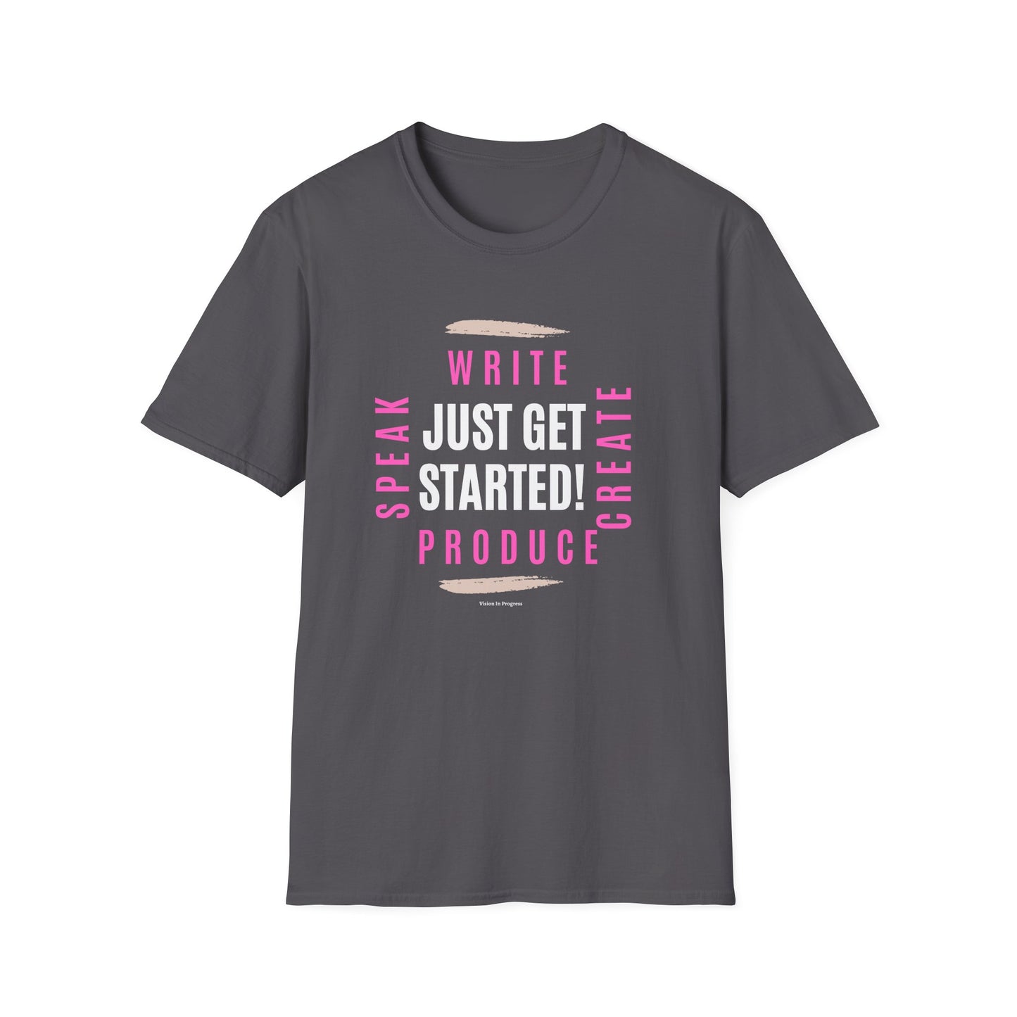 Motivational Unisex Softstyle T-Shirt - 'Just Get Started!' Inspiring Graphic Tee
