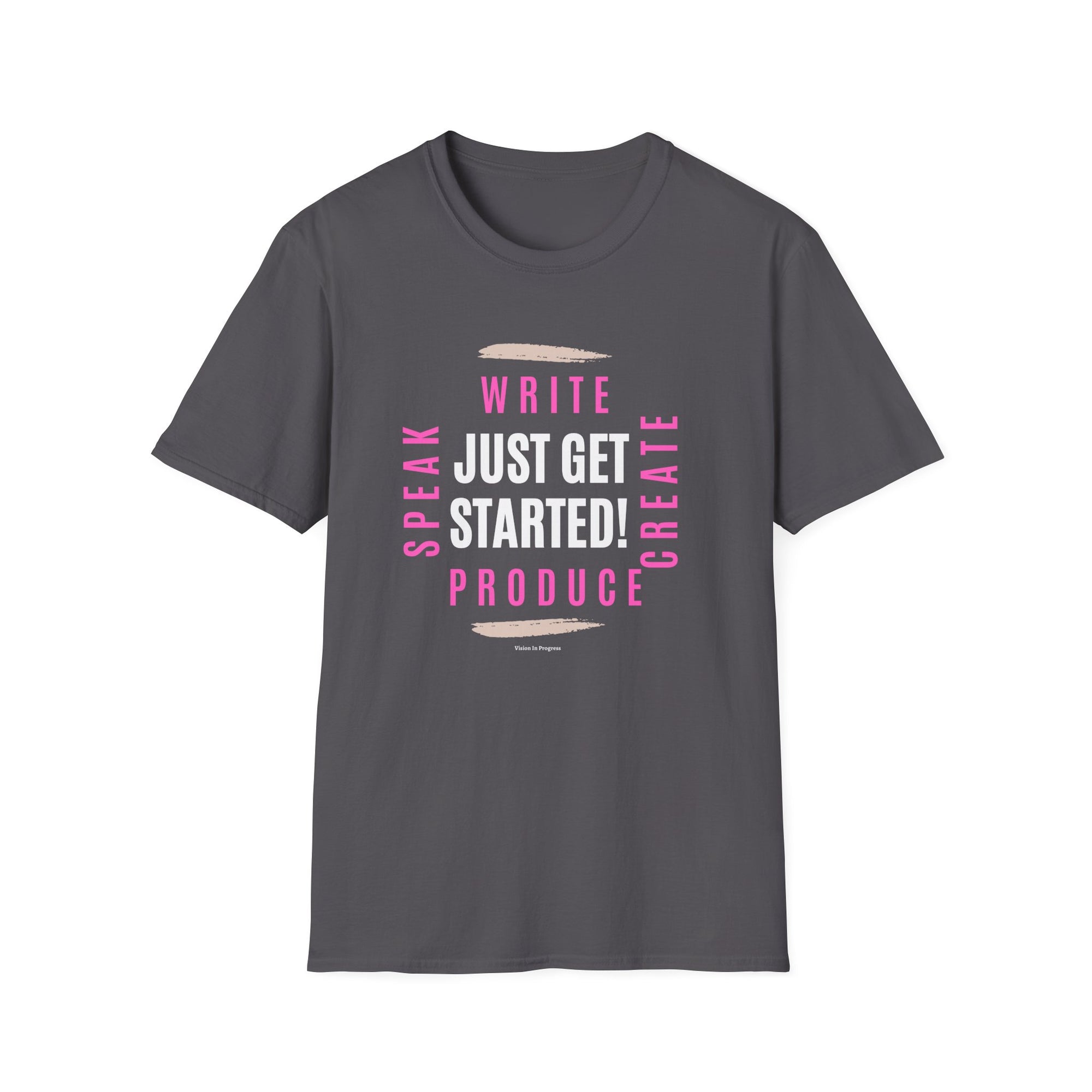 Motivational Unisex Softstyle T-Shirt - 'Just Get Started!' Inspiring Graphic Tee