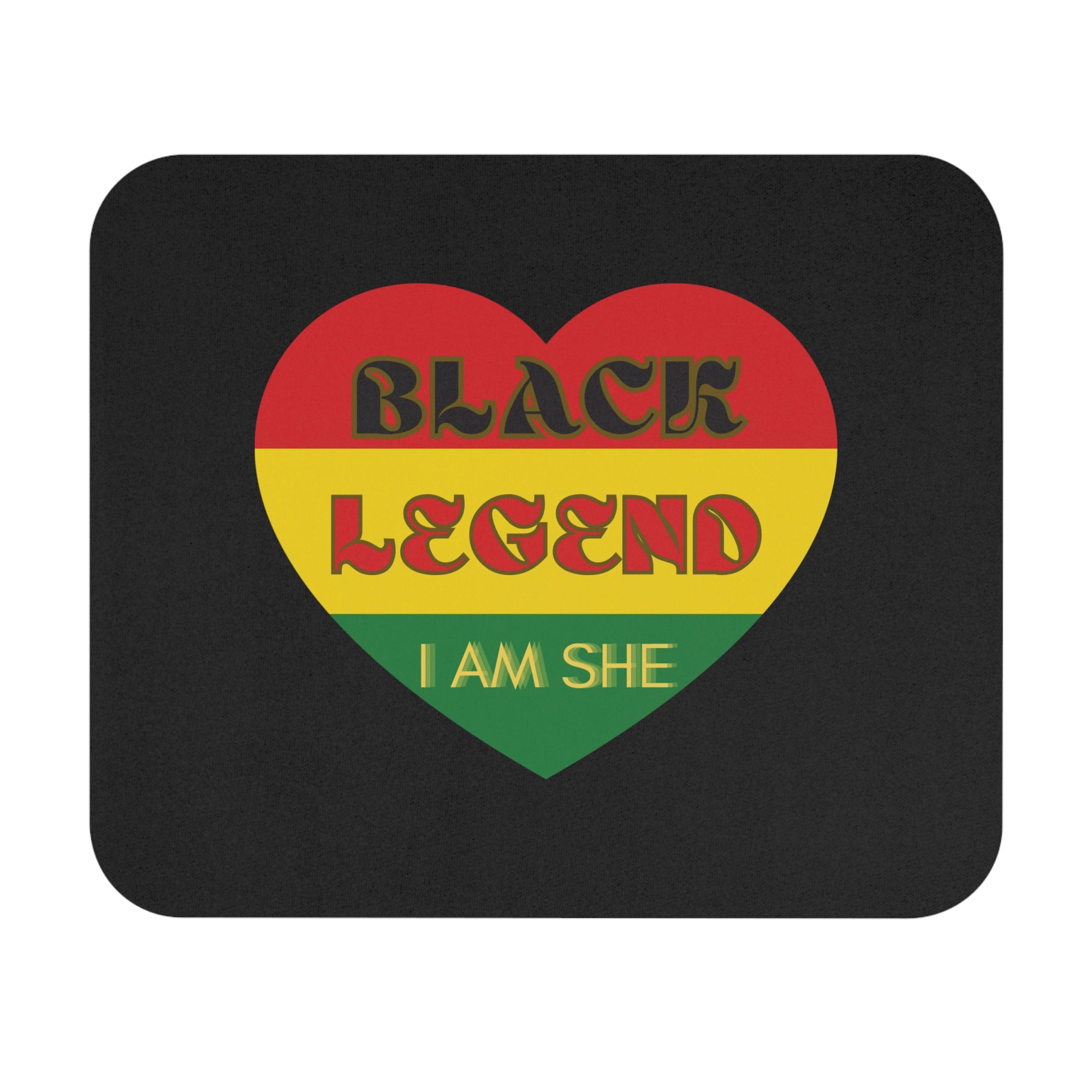 Black Legend Mouse Pad - I Am She | Vibrant Heart Design for Gamers & Creatives