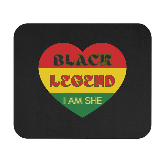 Black Legend Mouse Pad - I Am She | Vibrant Heart Design for Gamers & Creatives