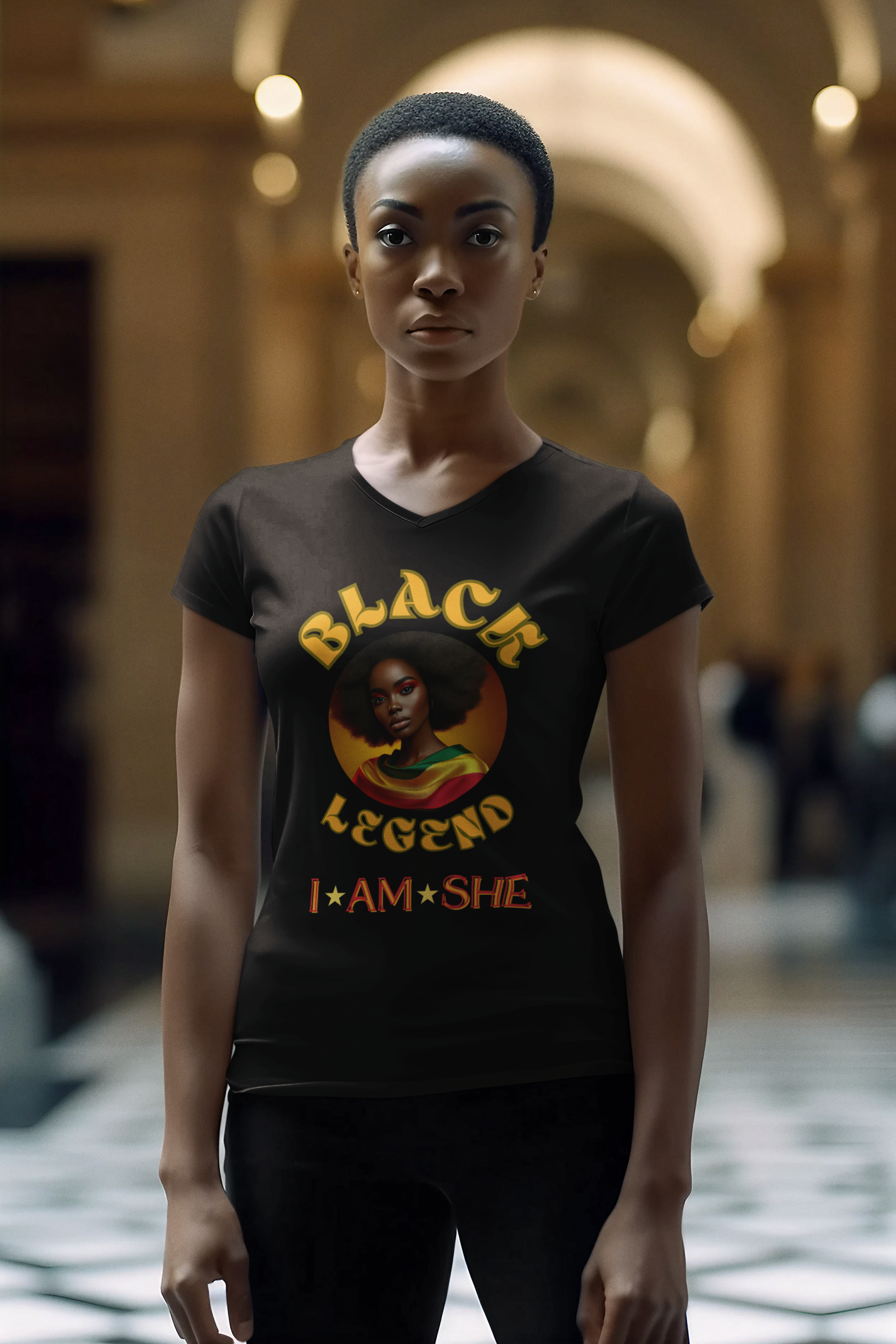Black Legend Unisex V-Neck Tee - Celebrate Identity & Empowerment