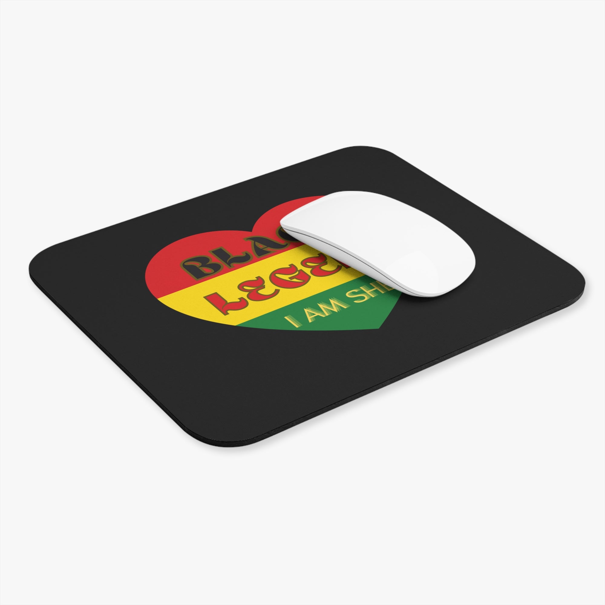 Black Legend Mouse Pad - I Am She | Vibrant Heart Design for Gamers & Creatives