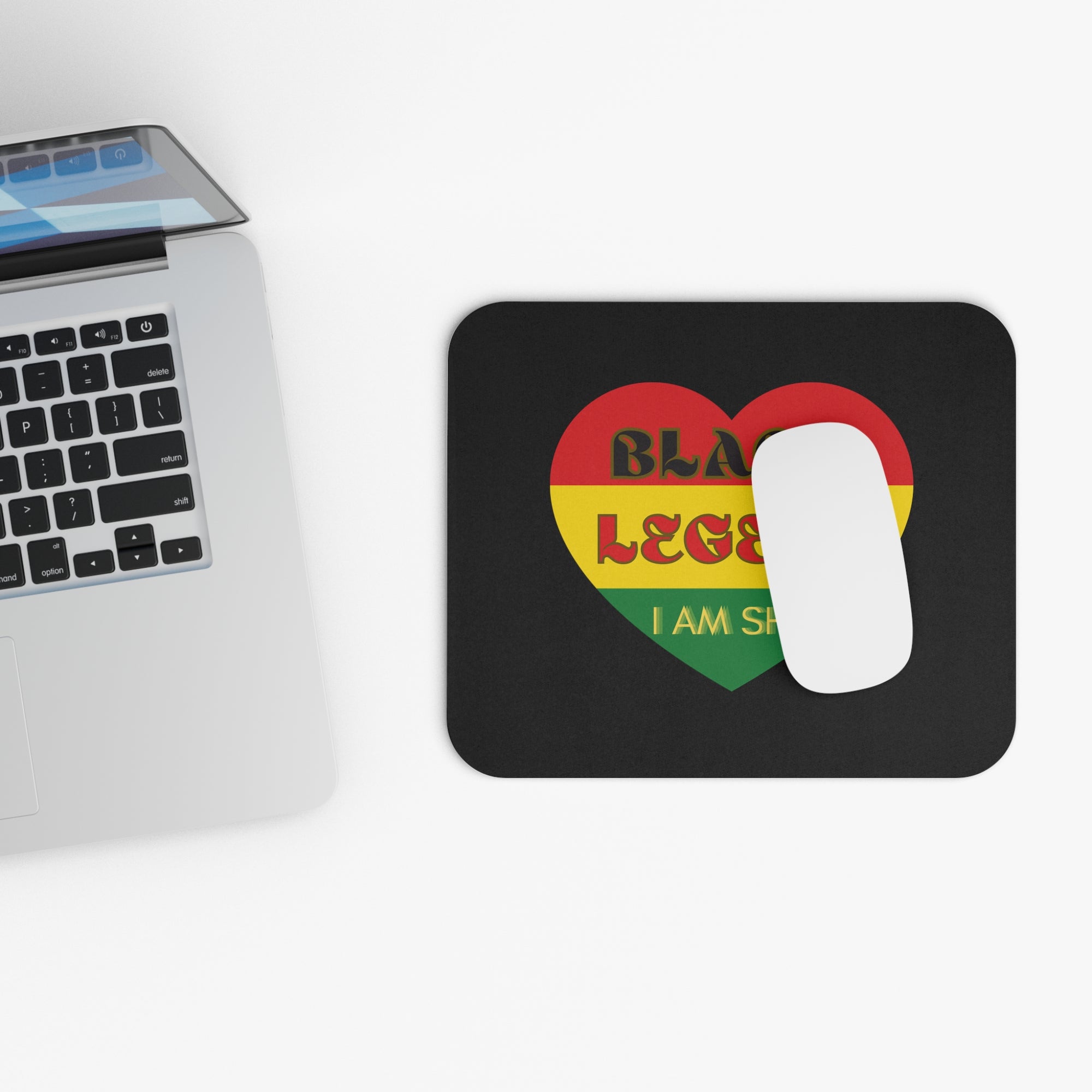 Black Legend Mouse Pad - I Am She | Vibrant Heart Design for Gamers & Creatives