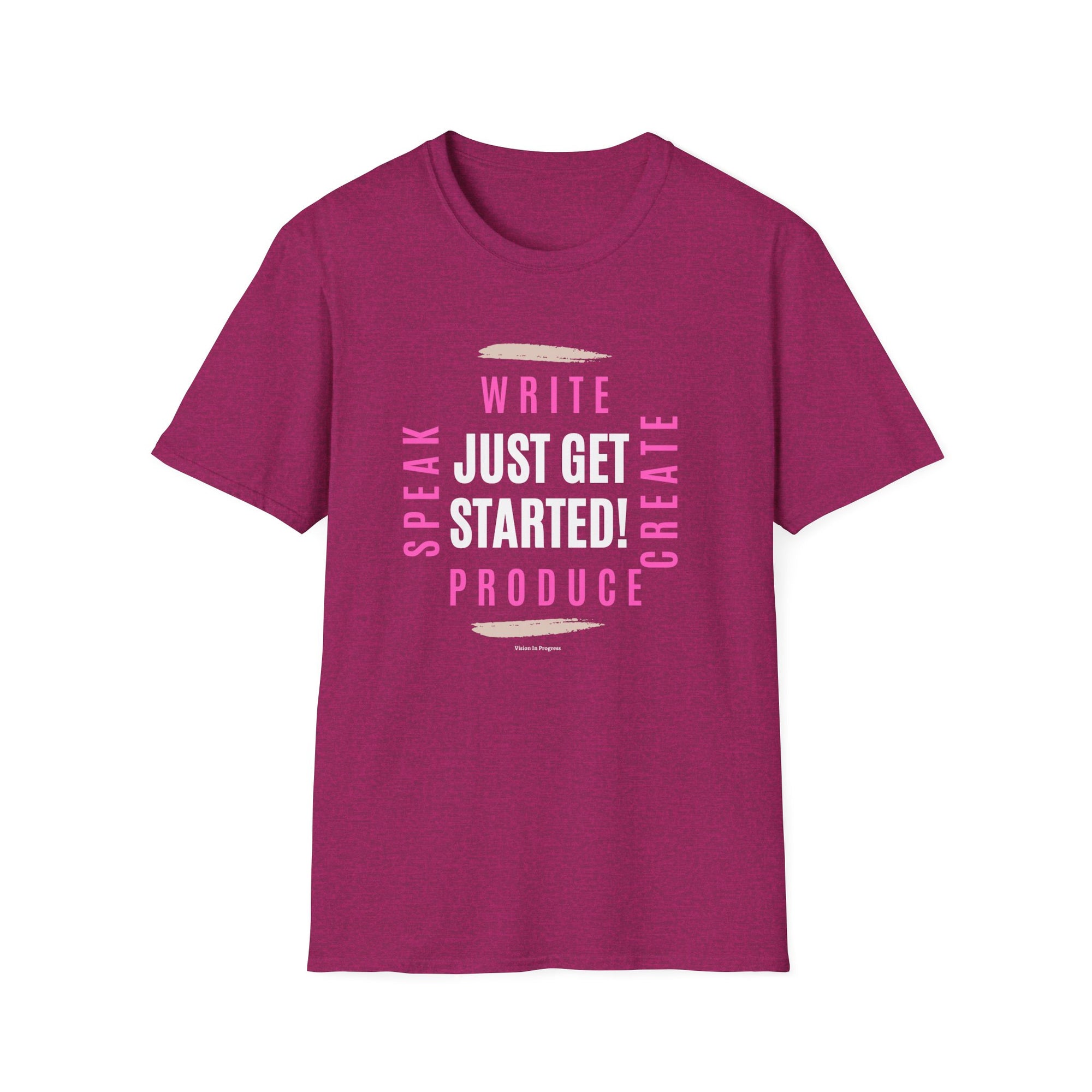 Motivational Unisex Softstyle T-Shirt - 'Just Get Started!' Inspiring Graphic Tee